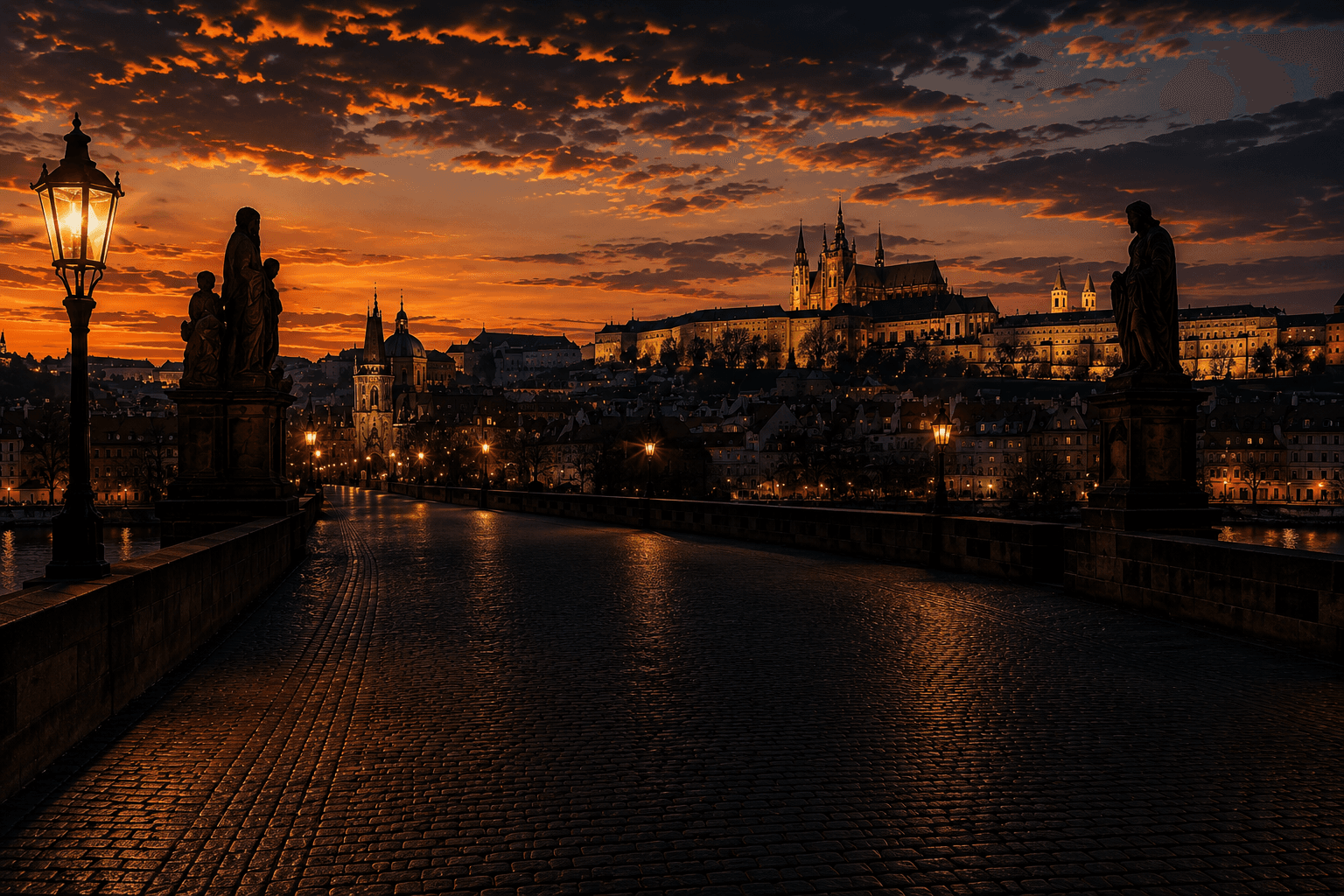 Prague at sunset